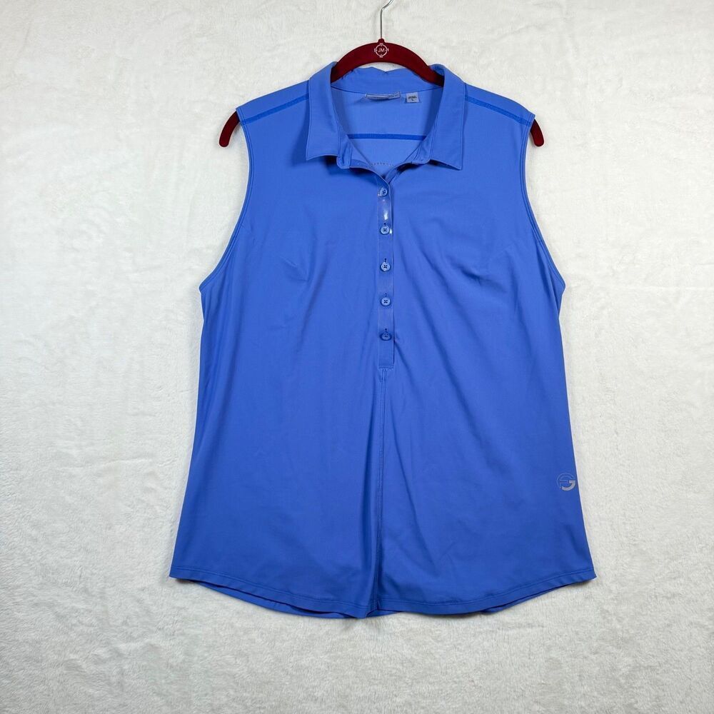 Foray Golf Sleeveless Polo Shirt Blue Large Stretch Performance Collared Womens